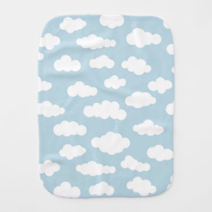 Pastel Clouds Aesthetic Baby Blue And White Burp Cloth