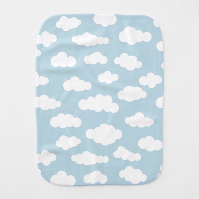 Pastel Clouds Aesthetic Baby Blue And White Burp Cloth (Front)