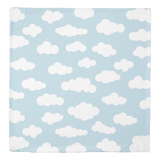 Pastel Clouds Aesthetic Baby Blue And White  Duvet Cover (Front)