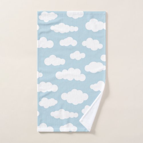 Pastel Clouds Aesthetic Baby Blue And White Hand Towel