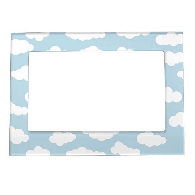 Pastel Clouds Aesthetic Baby Blue And White Magnetic Frame (Front)