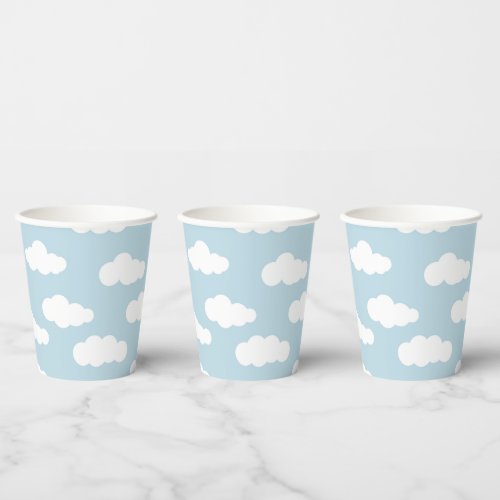 Pastel Clouds Aesthetic Baby Blue And White  Paper Cups