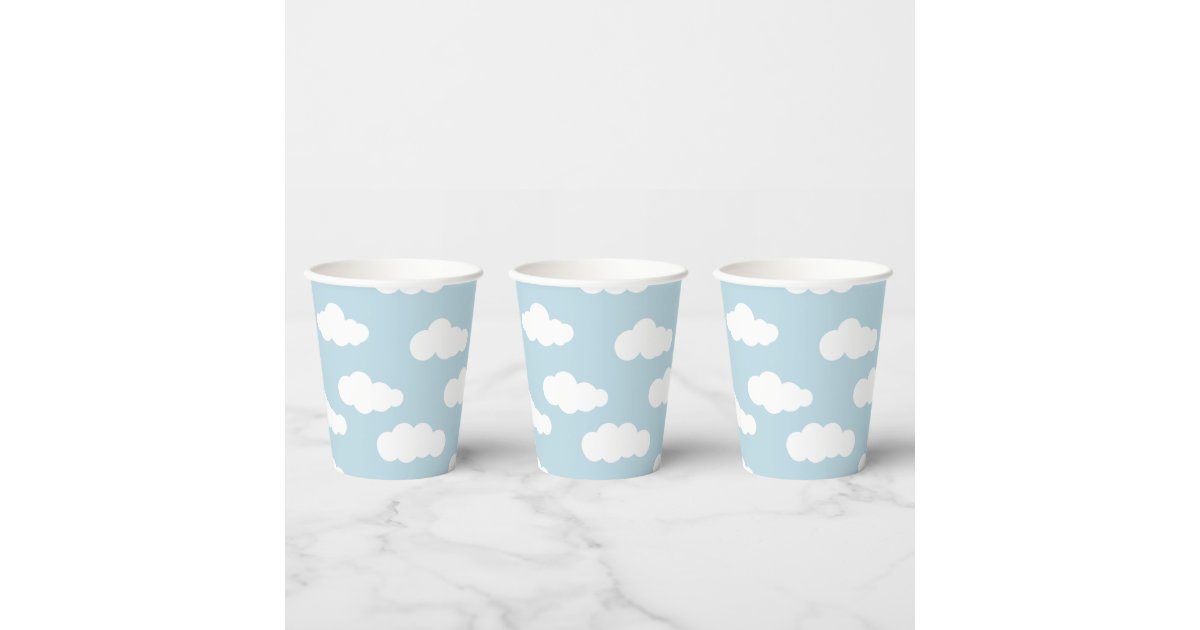 Pastel Clouds Aesthetic Baby Blue And White Paper Cups | Zazzle