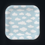Pastel Clouds Aesthetic Baby Blue And White  Paper Plates<br><div class="desc">Whimsical cute delicate baby blue and white small clouds print illustration design. Simple minimalist clouds theme for nursery room,  childrens room,  teenager. Cumulus altocumulus fluffy white and baby pastel blue sky clouds. Artsy clouds illustration for kids,  clouds nursery decor,  clouds pastel bedding. Clouds pattern in pastel blue color.</div>