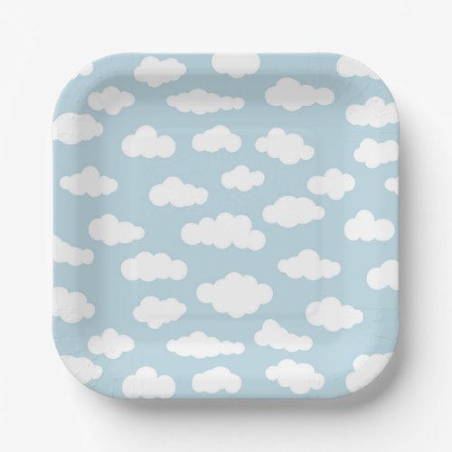 Pastel Clouds Aesthetic Baby Blue And White  Paper Plates