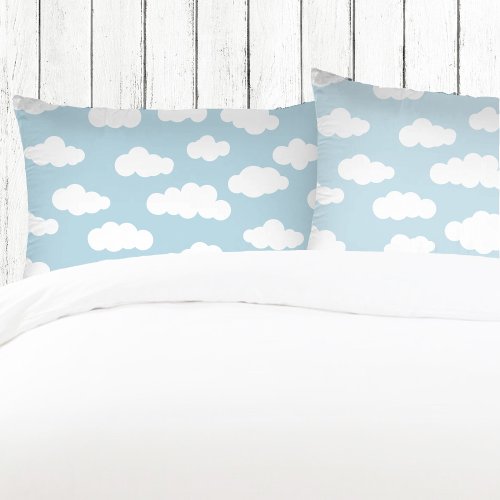 Pastel Clouds Aesthetic Baby Blue And White  Pillow Case
