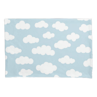 Pastel Clouds Aesthetic Baby Blue And White Pillow Case