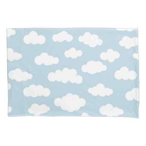 Pastel Clouds Aesthetic Baby Blue And White  Pillow Case