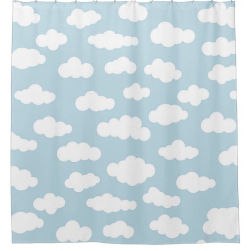 Pastel Clouds Aesthetic Baby Blue And White  Shower Curtain