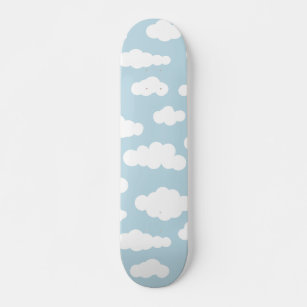Pastel Clouds Aesthetic Baby Blue And White  Skateboard