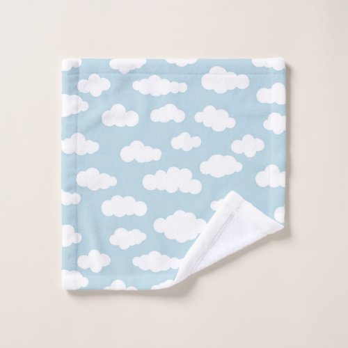 Pastel Clouds Aesthetic Baby Blue And White Wash Cloth