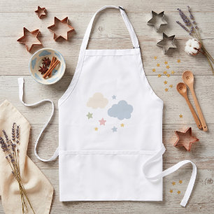 Pastel Clouds and Stars Baby Shower Adult Apron