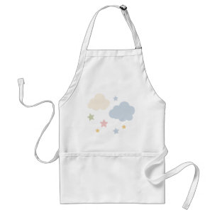 Pastel Clouds and Stars Baby Shower Adult Apron