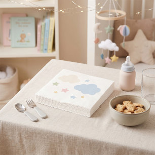 Pastel Clouds and Stars Baby Shower Napkins