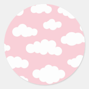 Pastel Clouds Asthetic White And Pink Art Classic Round Sticker