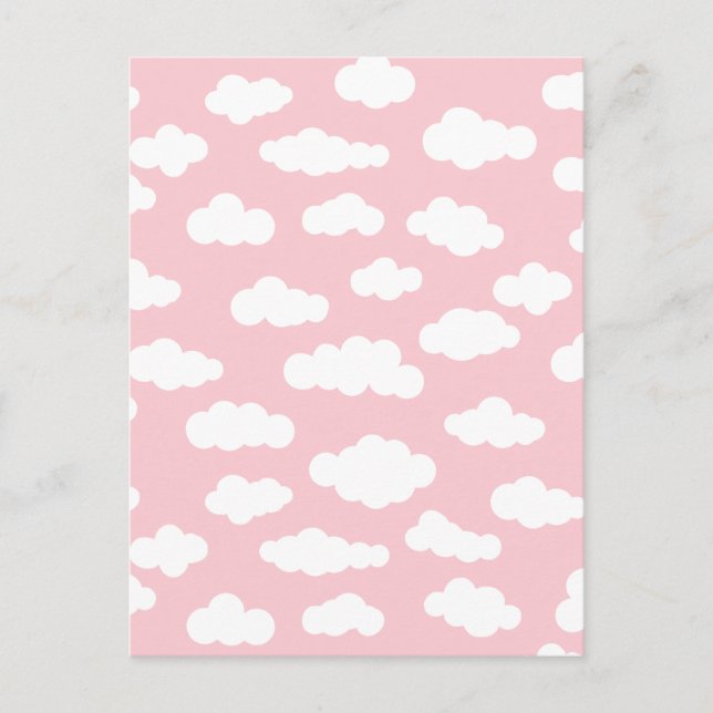 Pastel Clouds Asthetic White And Pink Art   Postcard (Front)