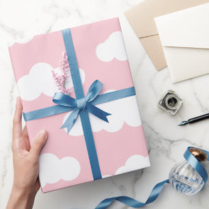 Pastel Clouds Asthetic White And Pink Art Wrapping Paper