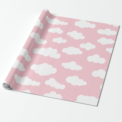 Pastel Clouds Asthetic White And Pink Art   Wrapping Paper