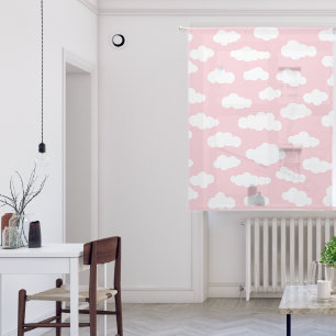 Pastel Clouds Asthetic White And Pink Girl Sheer Curtains