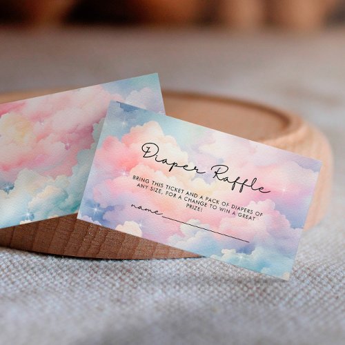 Pastel Clouds Diaper Raffle Baby Shower Enclosure Card