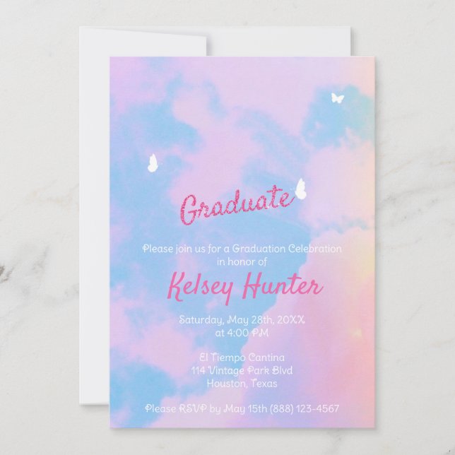 Pastel Clouds Graduation Lover Era Invitation (Front)
