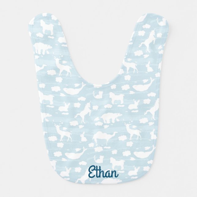 Pastel Clouds ⎥Monogram Baby Bib (Front)