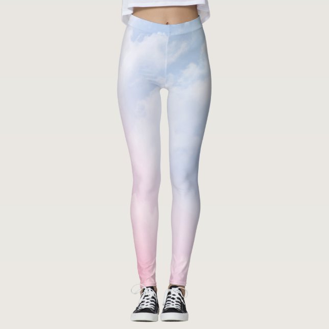 Pastel Clouds: Serene Background Pattern Leggings (Front)