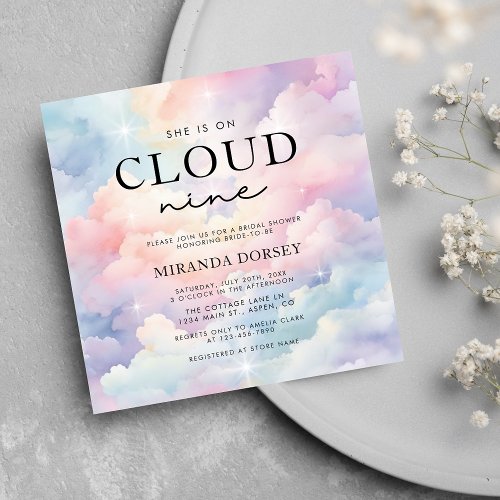 Pastel Clouds Shes On Cloud Nine Bridal Shower Invitation