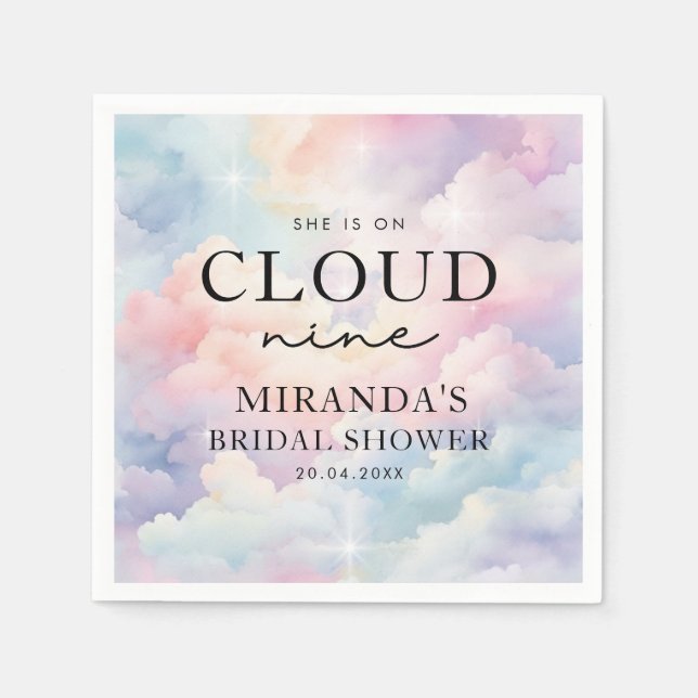 Pastel Clouds She's On Cloud Nine Bridal Shower Napkins (Front)
