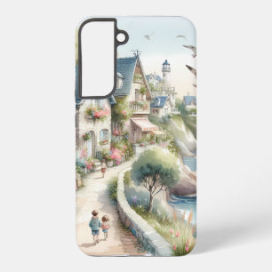 Pastel Coastal Cottage Village Escape Samsung Galaxy S22+ Case