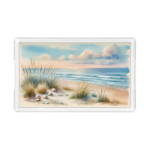 Pastel Coastal Dunes Watercolor Acrylic Tray