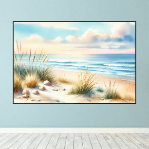 Pastel Coastal Dunes Watercolor Canvas Print