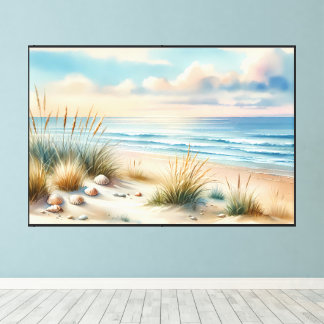 Pastel Coastal Dunes Watercolor Canvas Print