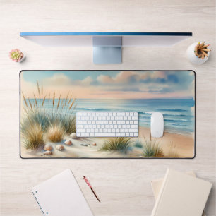 Pastel Coastal Dunes Watercolor Desk Mat