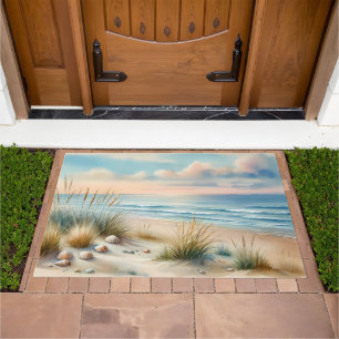Pastel Coastal Dunes Watercolor Doormat