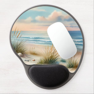 Pastel Coastal Dunes Watercolor Gel Mouse Pad