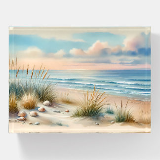 Pastel Coastal Dunes Watercolor Paperweight