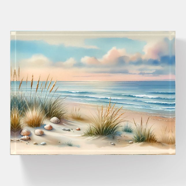 Pastel Coastal Dunes Watercolor Paperweight (Front)