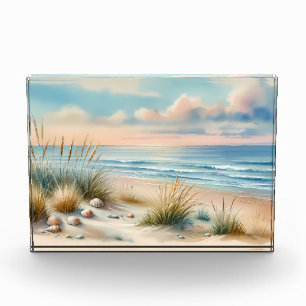 Pastel Coastal Dunes Watercolor Photo Block