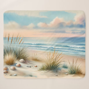 Pastel Coastal Dunes Watercolor Sherpa Blanket