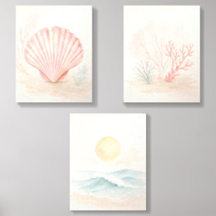 Pastel Coastal Wall Art Set Foam Core Photo Tile