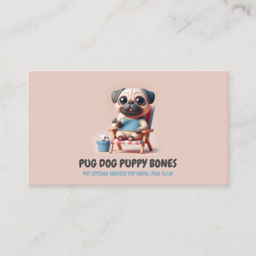 Pastel Color 3D Pug Pet Sitter Dog Hotel Business Card