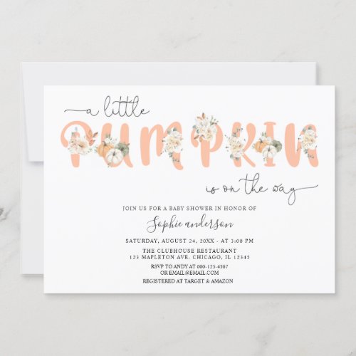 Pastel Color A Little Pumpkin Fall Baby Shower Invitation