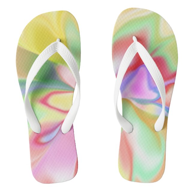 Pastel Color Abstract Spiral Design Flip Flops (Footbed)
