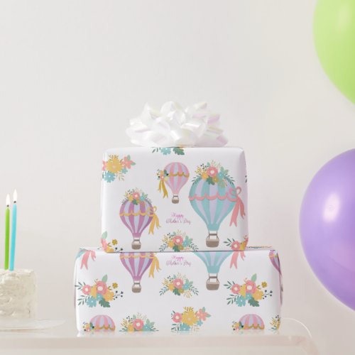 Pastel Color Air Balloons Mothers Day Wrapping Paper