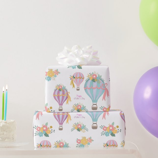 Pastel Color Air Balloons Mother's Day Wrapping Paper (Party Gifts)