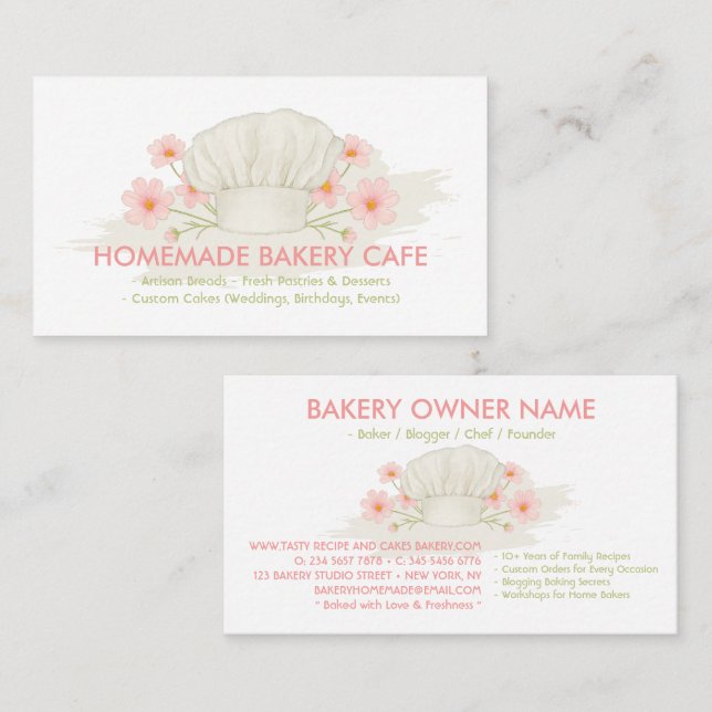 Pastel Color Bakery Patry Chef Business Card (Front/Back)