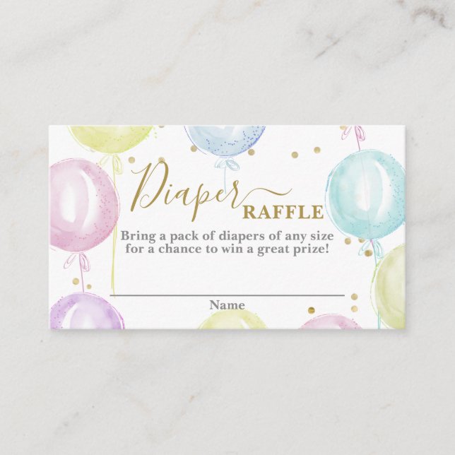 Pastel color balloons Diaper Raffle Card (Front)