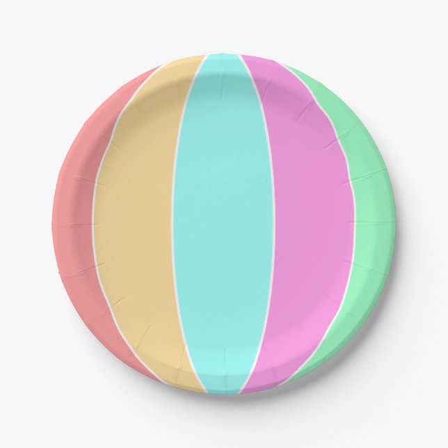 Pastel Color Beach Ball Paper Plates (Front)