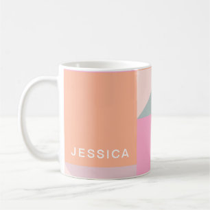 Pastel Color Block Geometric Shapes Personalized Coffee Mug